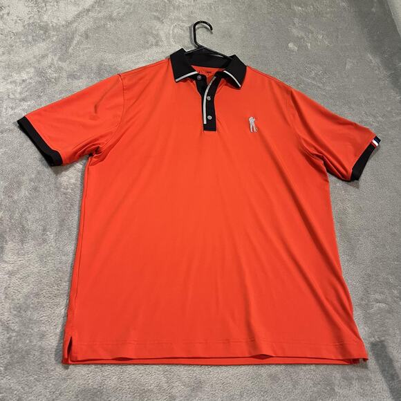 USAG Polo Shirt Mens Large Red Black Golf Performance Stretch Moisture Wicking - Picture 1 of 7